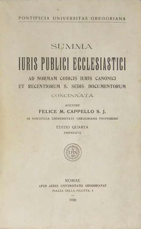 Summa iuris publici ecclesiastici. Ad normam codicis iuris canonicis et … | Immagine Gallery 2