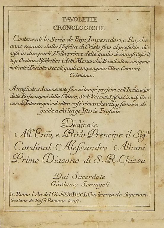 Tavolette cronologiche contenenti la serie de Papi Imperadori e Re … | Immagine Gallery 2