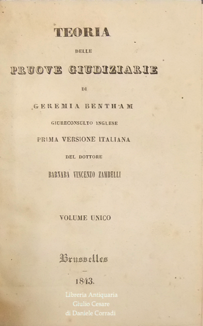 Teoria delle pruove giudiziarie. Prima versione italiana del dottore Barnaba … | Immagine Gallery 2