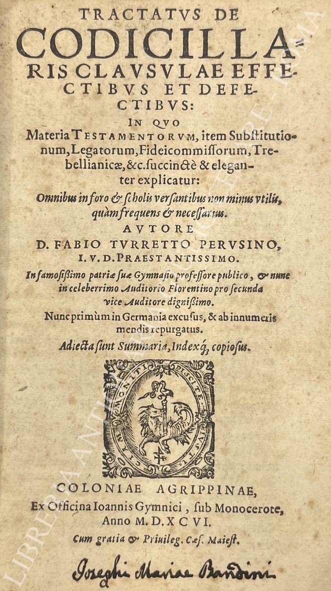 Tractatus de codicillaris clausulae effectibus et defectibus: in quo Materia … | Immagine principale