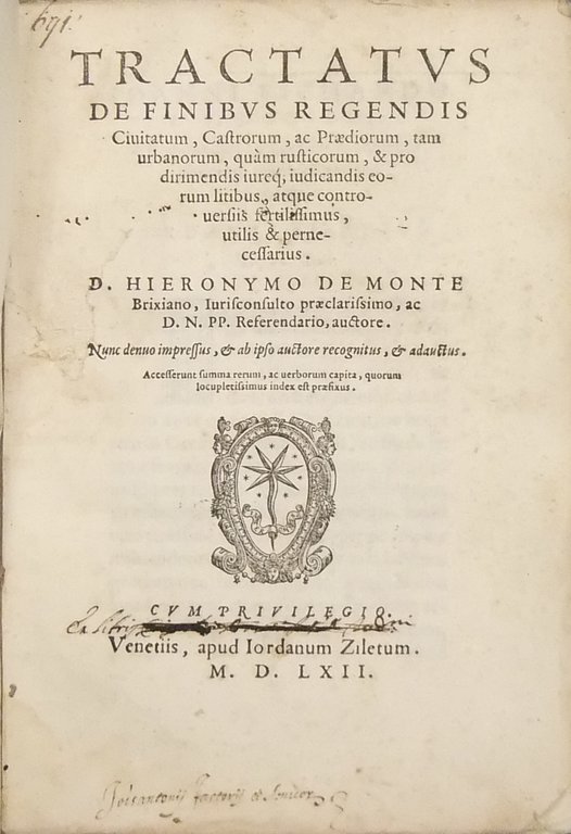 Tractatus de finibus regendis civitatum, castrorum, ac praediorum, tam urbanorum, … | Immagine Gallery 2