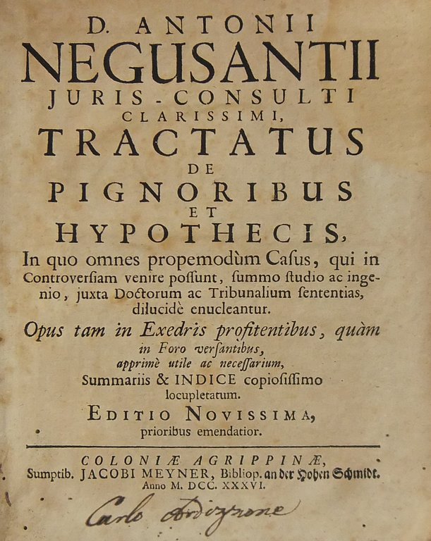 Tractatus de pignoribus et hypothecis, in quo omnes propemodum Casus, … | Immagine Gallery 2