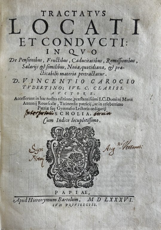 Tractatus locati et conducti in quo de pensionibus, fructibus, caducitatibus, … | Immagine Gallery 2