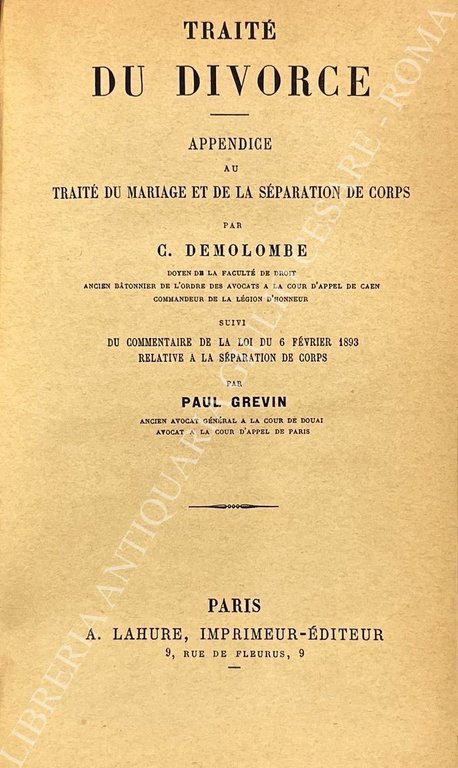 Traite du divorce. Appendice au traite du mariage et de … | Immagine Gallery 2