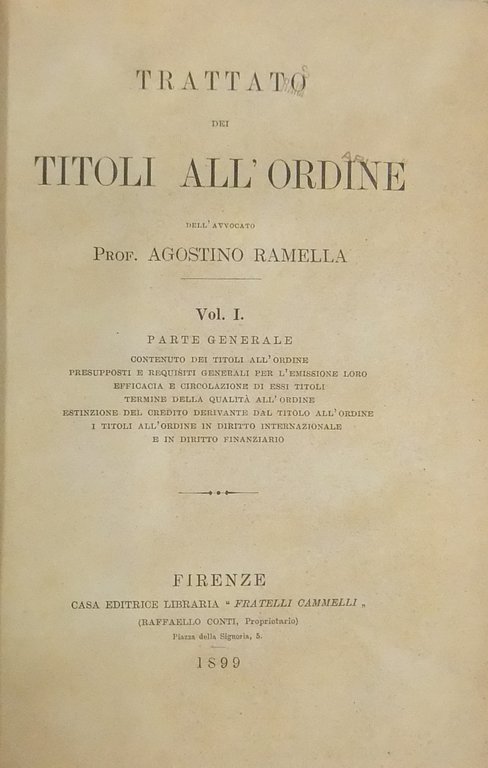 Trattato dei titoli all'ordine. Vol. I - Parte generale | Immagine Gallery 2