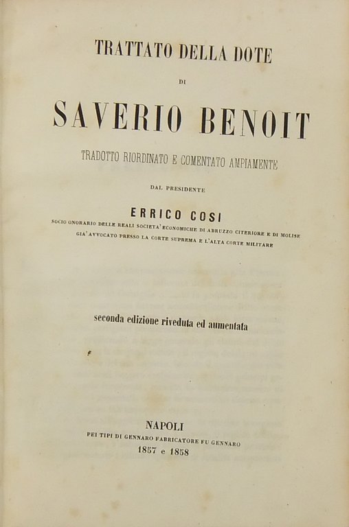 Trattato della dote. Tradotto riordinato e comentato ampiamente dal presidente … | Immagine Gallery 2