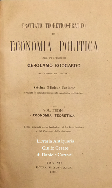 Trattato teorico-pratico di economia politica. Vol. I - Economia teoretica; … | Immagine Gallery 2
