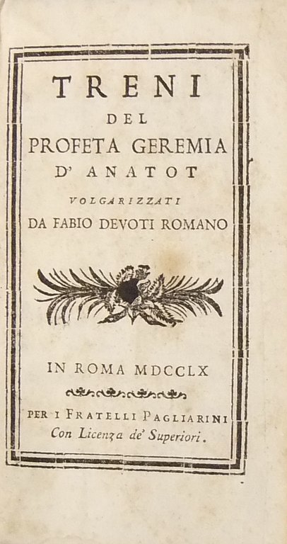 Treni del Profeta Geremia d'Anatot volgarizzati da Fabio Devoti Romano | Immagine Gallery 2