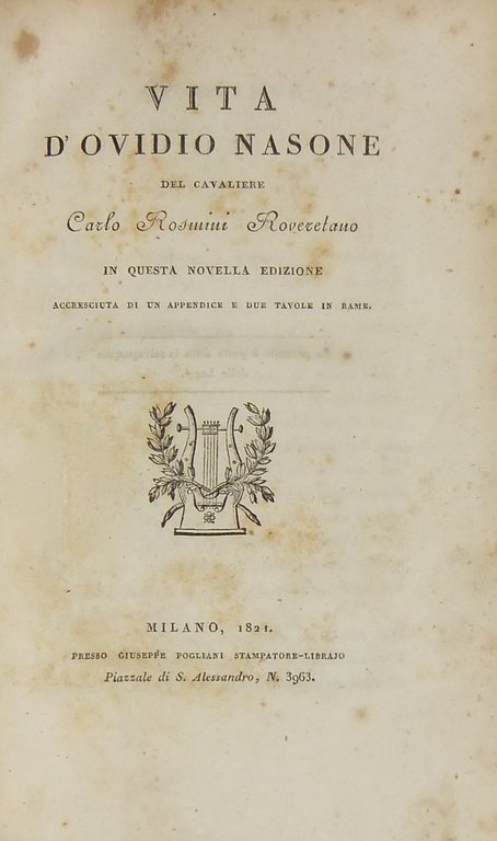 Vita d'Ovidio Nasone del cavaliere Carlo Rosmini Roveretano. In questa … | Immagine Gallery 2
