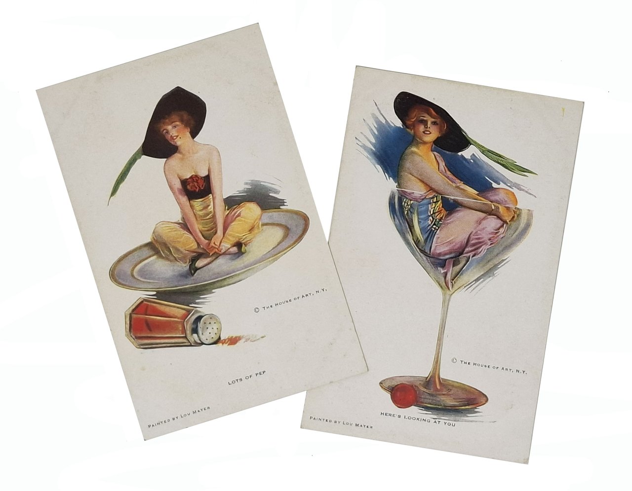 2 cartoline illustrate da Lou Mayer / The House of …