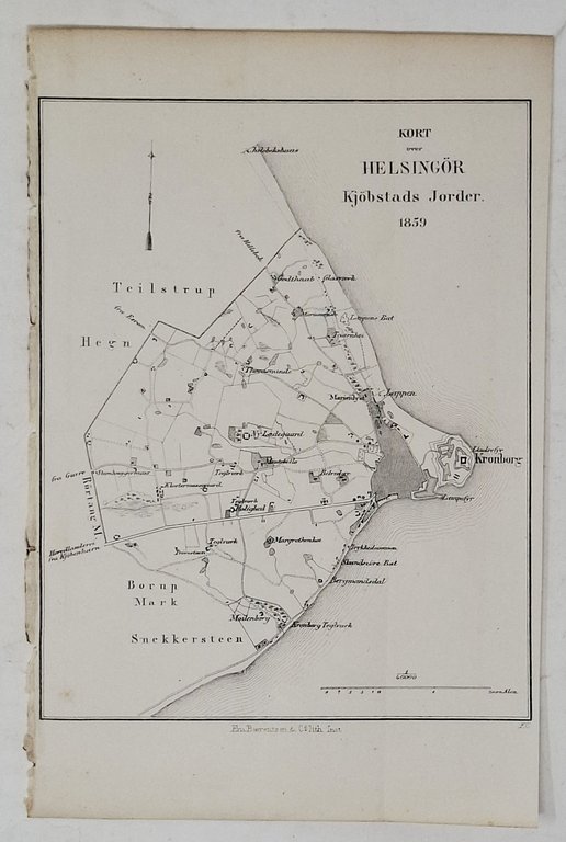 2 MAPPE GEOGRAFICHE E VEDUTA DELLA CITTà DI HELSINGOR | Immagine Gallery 3