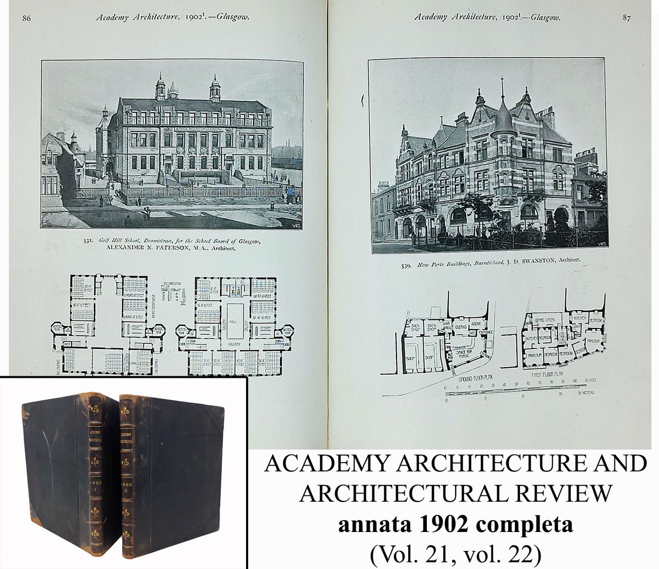 ACADEMY ARCHITECTURE AND ARCHITECTURAL REVIEW annata 1902 completa (Vol. 21, …