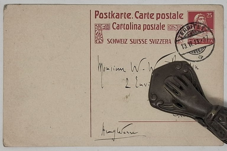 carta postale manoscritta con autografo originale di Romain Rolland