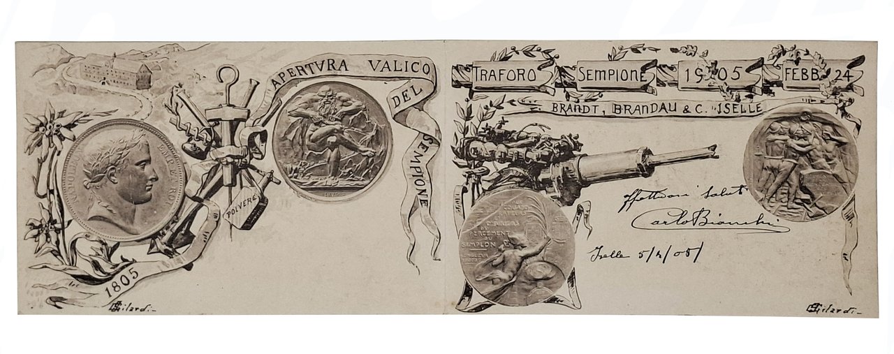 cartolina doppia commemorativa del centenario dell'apertura del valico del Sempione | Immagine principale