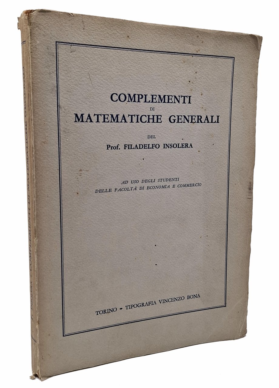 COMPLEMENTI DI MATEMATICHE GENERALI