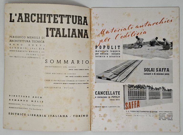 L'ARCHITETTURA ITALIANA periodico mensile di architettura tecnica / gennaio 1941 | Immagine Gallery 2