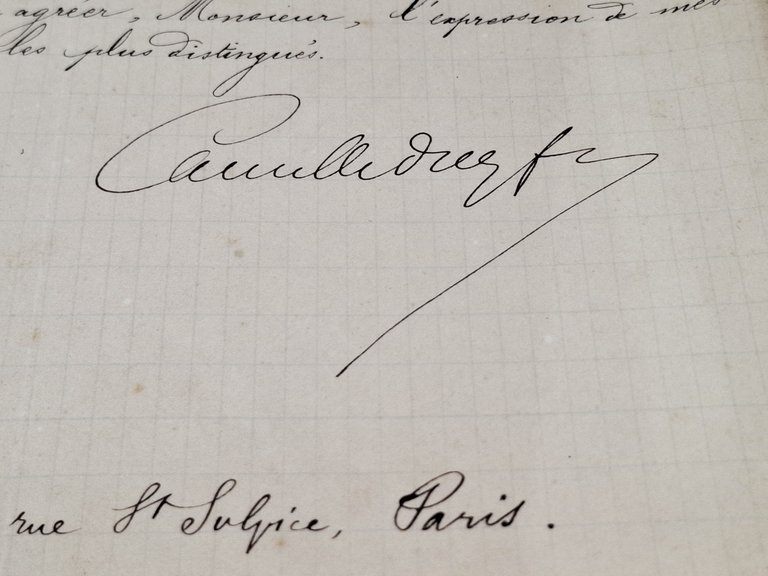 lettera manoscritta con autografo originale di Ferdinand Camille Dreyfus