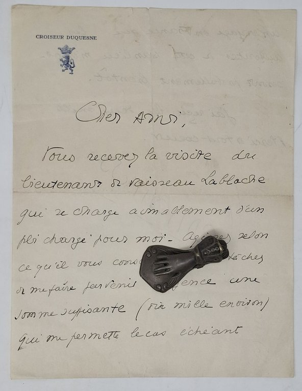 lettera manoscritta con autografo originale di Georges Bernanos