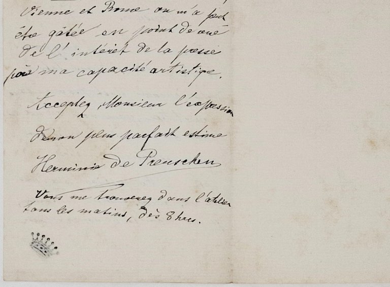 lettera manoscritta con autografo originale di Herminia Preuschen (Hermione Von …