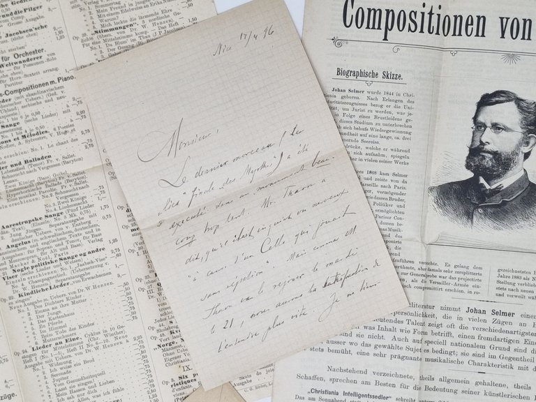 lettera manoscritta con autografo originale di Johan Selmer