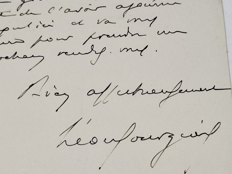lettera manoscritta con autografo originale di Leon Bourgeois