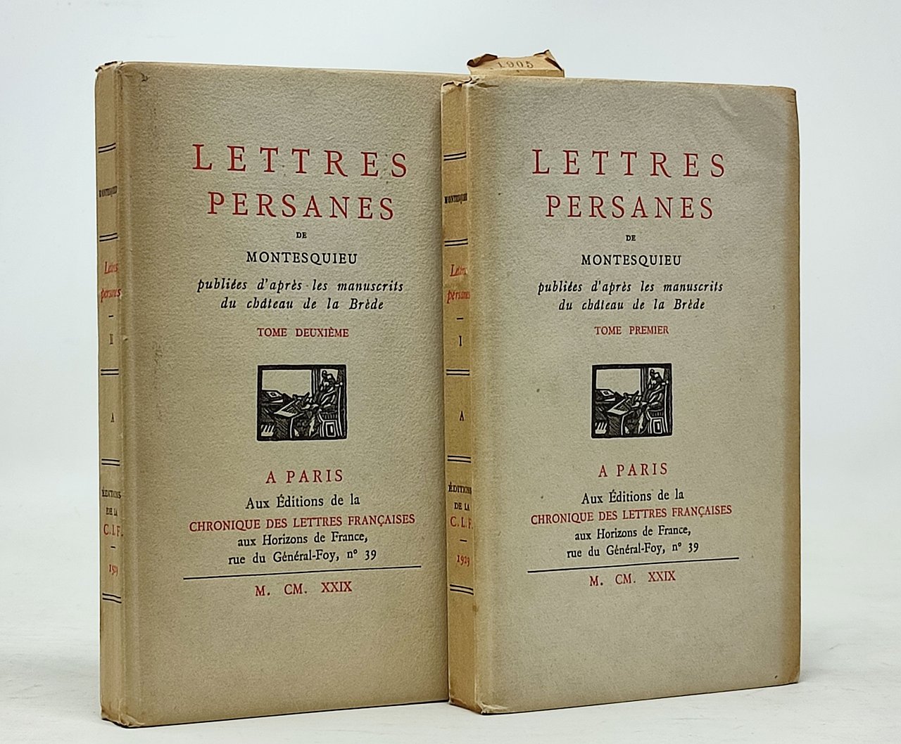 LETTRES PERSANES DE MONTESQUIEU publiees d'apres les manuscrits du chateau …