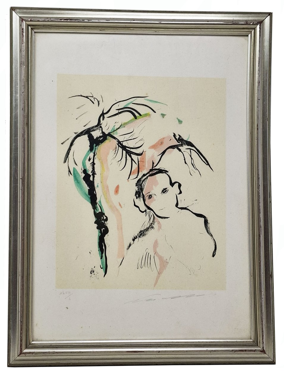 LITOGRAFIA A COLORI 'FIGURA' firmata e numerata