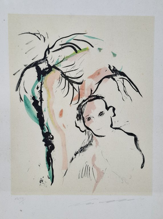 LITOGRAFIA A COLORI 'FIGURA' firmata e numerata