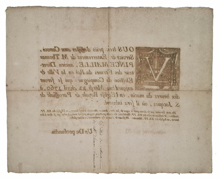 Manifesto funebre xilografato di Thomas Pincemaille