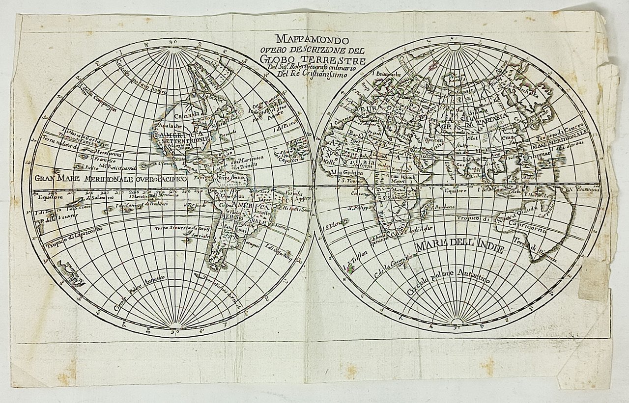 MAPPAMONDO OVERO DESCRIZIONE DEL GLOBO TERRESTRE del Sig.r Robert Geografo …