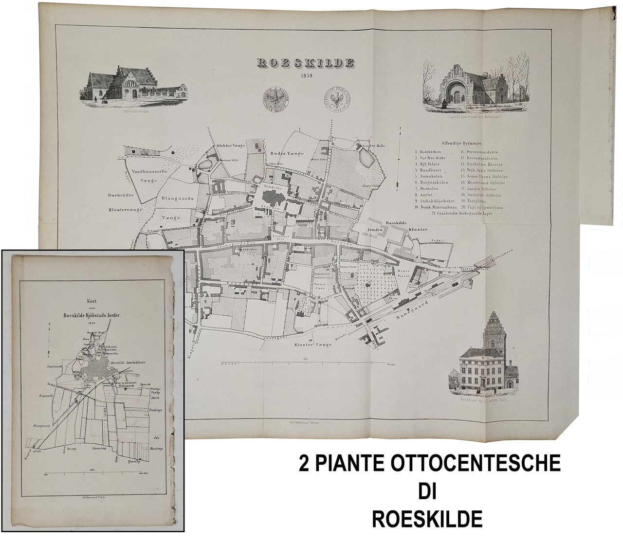 MAPPE GEOGRAFICHE DELLA CITTà DI ROESKILDE NEL 1859 | Immagine principale