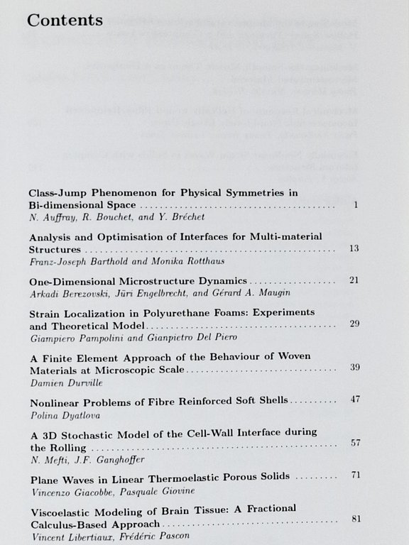 MECHANICS OF MICROSTRUCTURED SOLIDS / Cellular Materials, Fibre Reinforced Solids …