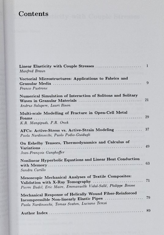 MECHANICS OF MICROSTRUCTURED SOLIDS / Cellular Materials, Fibre Reinforced Solids …