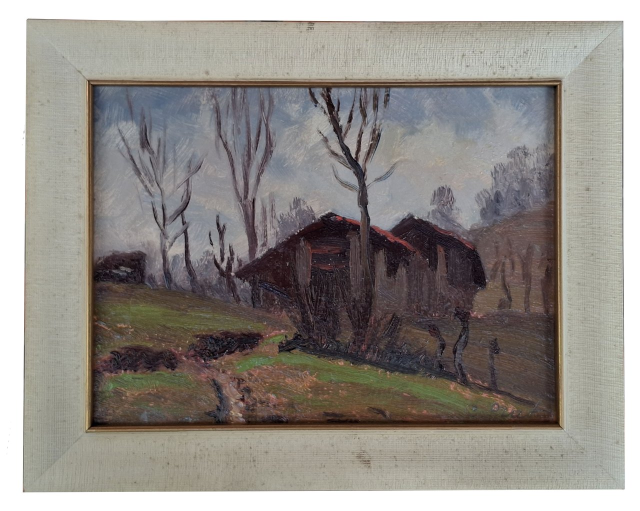 Olio su tavola [paesaggio rurale con alberi spogli e un … | Immagine principale