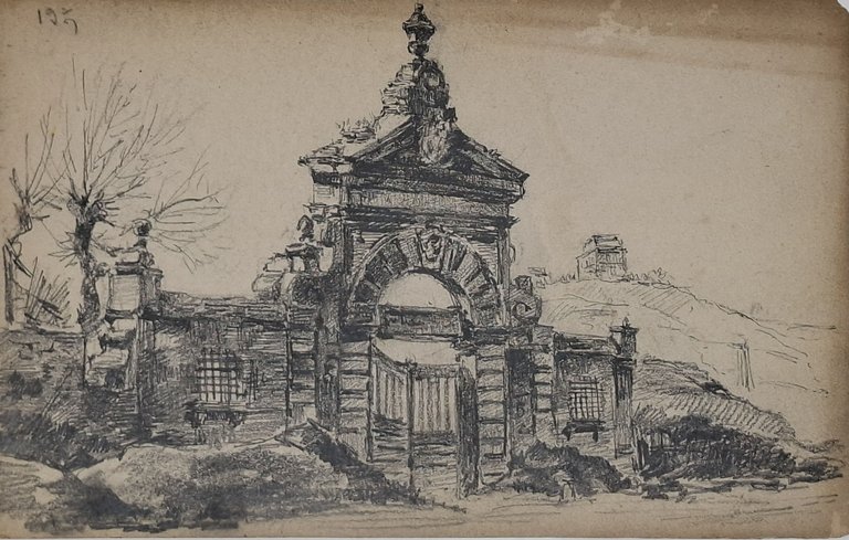 Paesaggio - Roma 'Osteria sulla strada di Monte Mario'