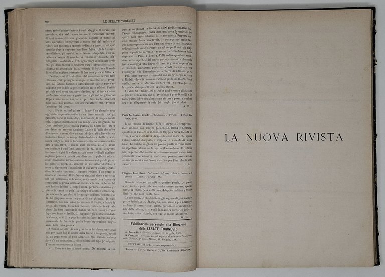 raccolta de LE SERATE TORINESI / GIORNALE DI LETTERE ARTI …