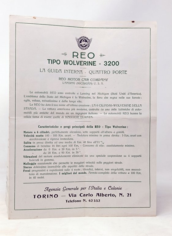 REO TIPO WOLVERINE - 3200 (Brochure pubblicitaria originale)