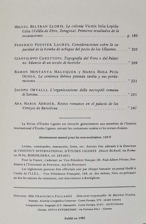 REVUE D'ETUDES LIGURES Janvier - décembre 1979 | Immagine Gallery 3