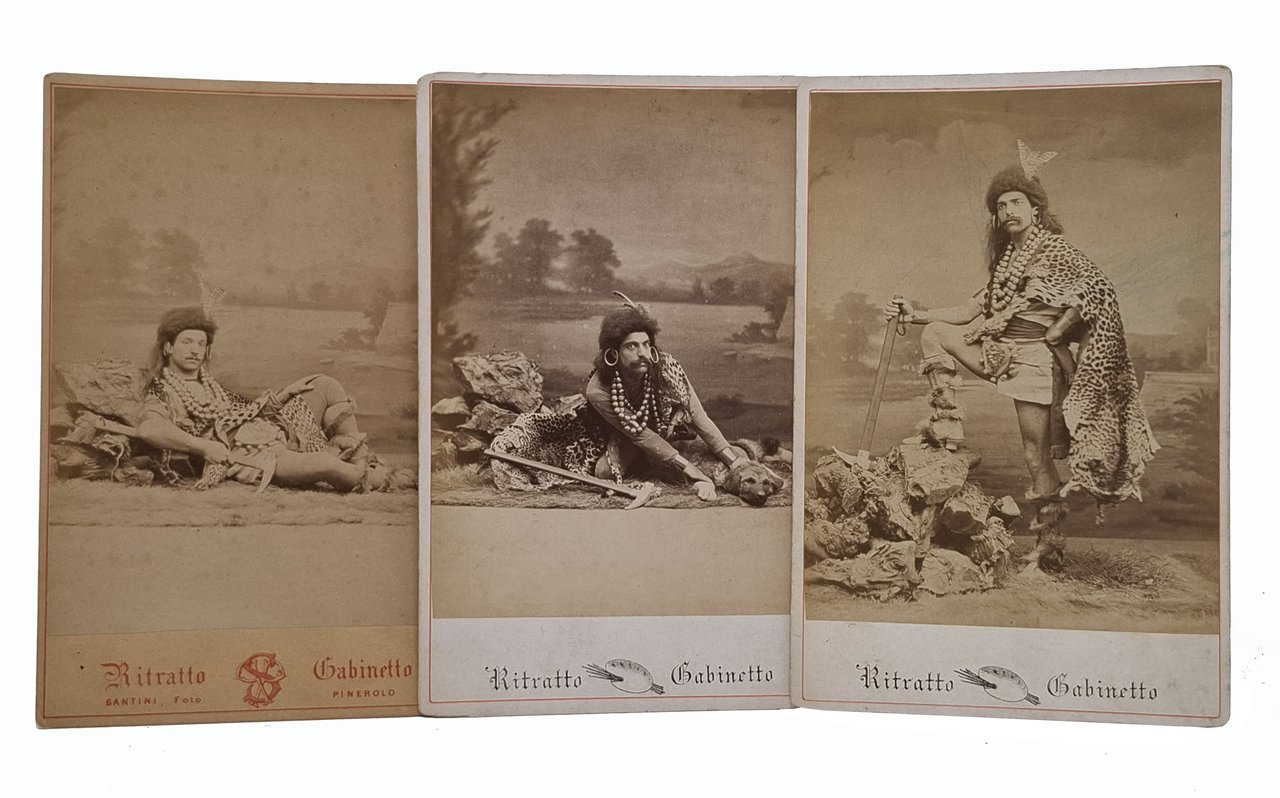 TRE FOTOGRAFIE CON CURIOSO SOGGETTO IN MASCHERA