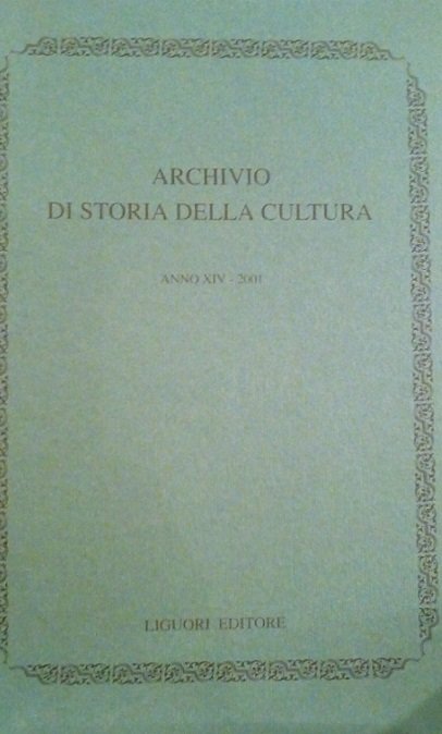 ARCHIVIO DI STORIA DELLA CULTURA - ANNO XIV