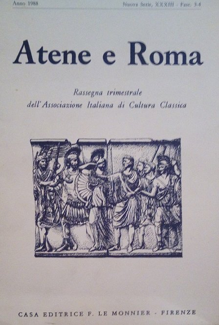 ATENE E ROMA XXXIII - FASC. 3-4 - ANNO 1988