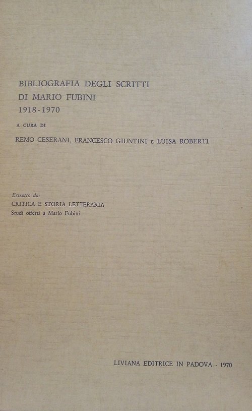 BIBLIOGRAFIA DEGLI SCRITTI DI MARIO FUBINI 1918-1979 - ESTRATTO DA …