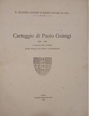 CARTEGGIO DI PAOLO GUINIGI 1400-1430