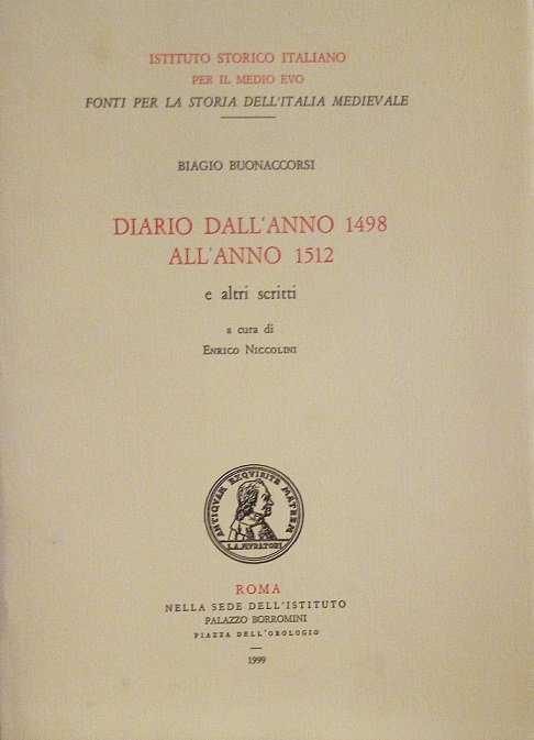 DIARI DELL' ANNO 1498 ALL' ANNO 1512 E ALTRI SCRITTI