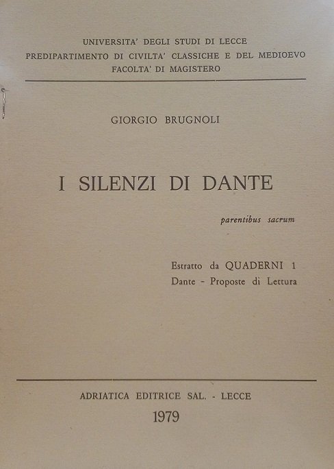 I SILENZI DI DANTE - ESTRATTO DA "QUADERNI" 1, DANTE-PROPOSTE …