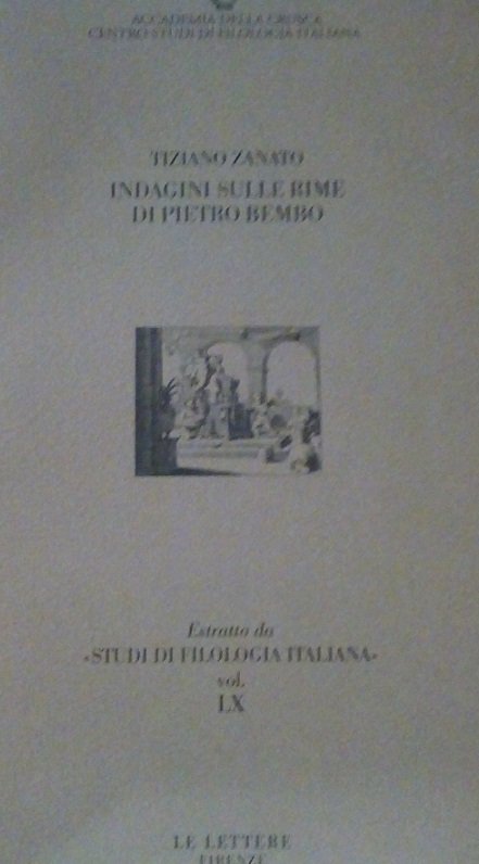 INDAGINE SULLE RIME DI PIETRO BEMBO - ESTRATTO DA "STUDI …