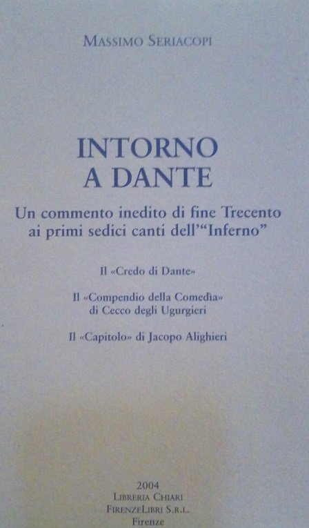 INTORNO A DANTE - UN COMMENTO INEDITO DI FINE TRECENTO …