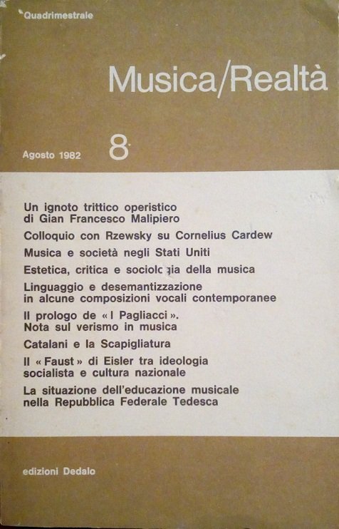MUSICA/REALTA' - AGOSTO 1982, NUMERO 8