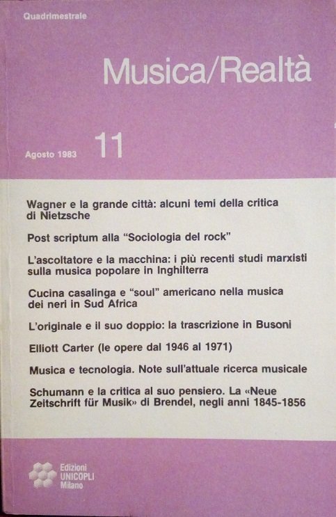 MUSICA/REALTA' - AGOSTO 1983, NUMERO 11