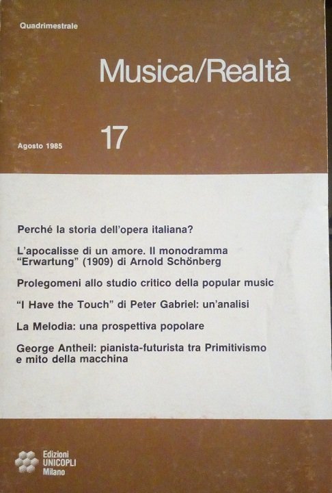 MUSICA/REALTA' - AGOSTO 1985, NUMERO 17